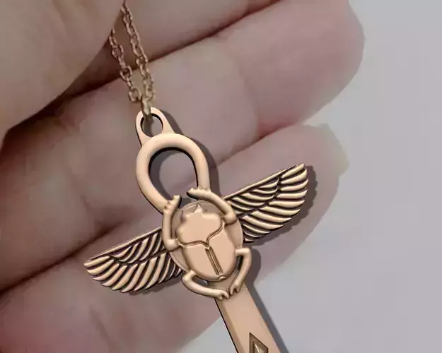 ANKH CROSS SCARAB WING PENDANT 3D print model