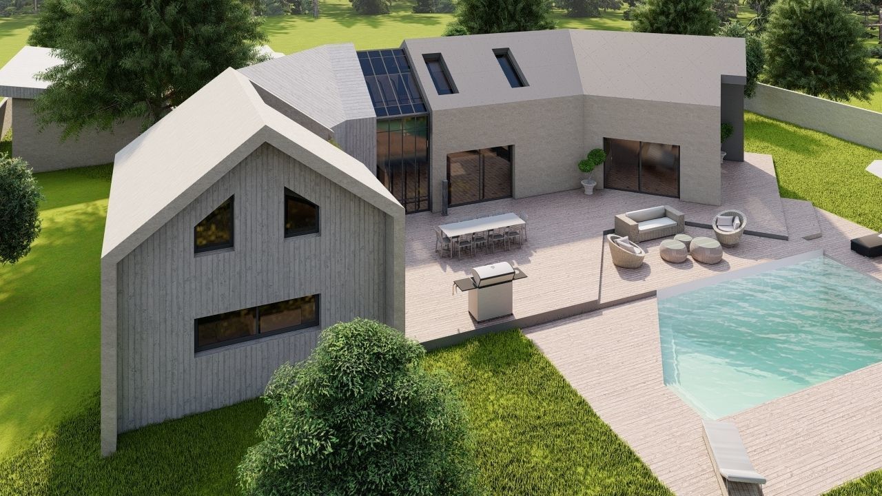 Casa Scene-villa-modern house 3D model_2