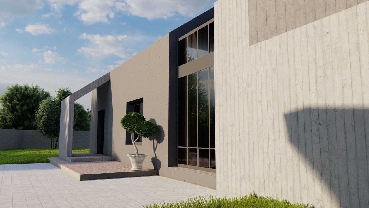 Casa Scene-villa-modern house 3D model_1