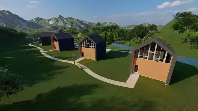Casa Scene-villa-modern house 3D model