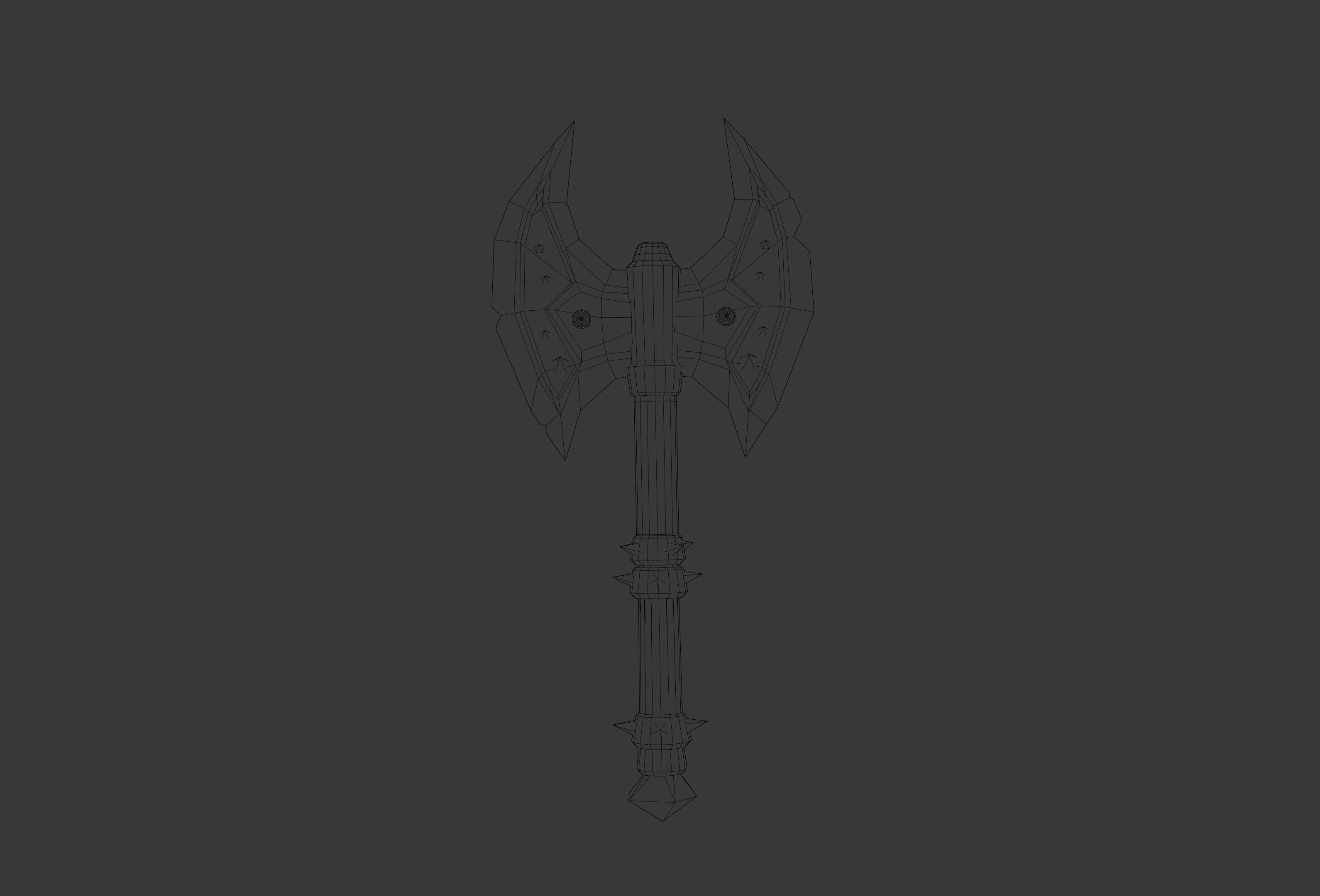 Viking axe 3d Low Poly 3D print model_3