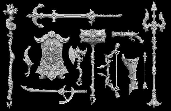 Coastal weapons collection 3d print 3D print model