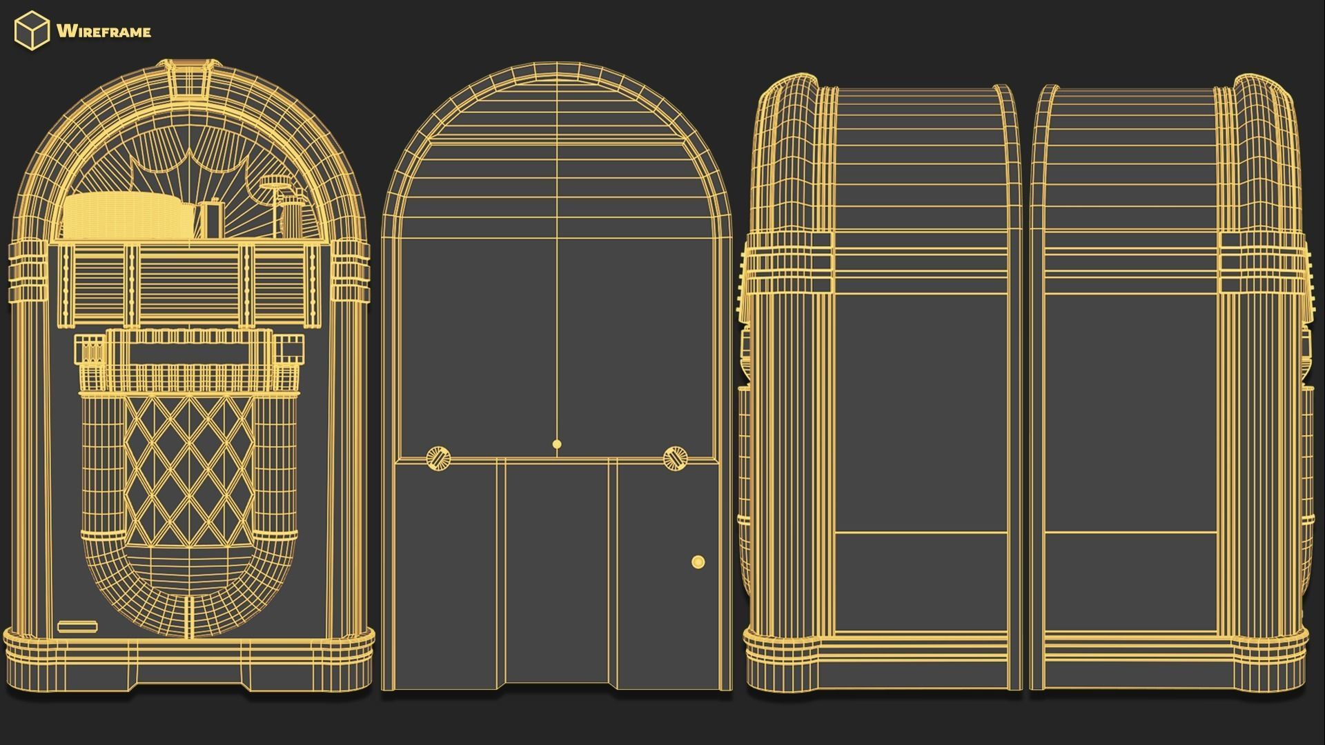 Retro Jukebox Low-poly 3D model_9