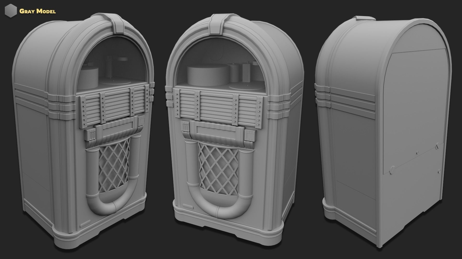 Retro Jukebox Low-poly 3D model_6