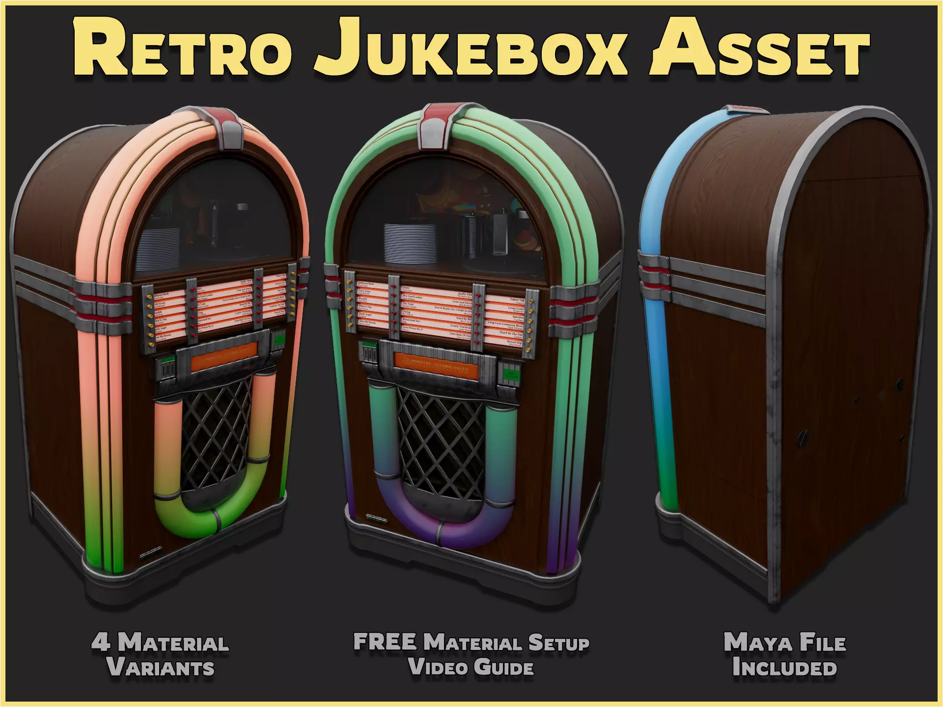 Retro Jukebox Low-poly 3D model_0