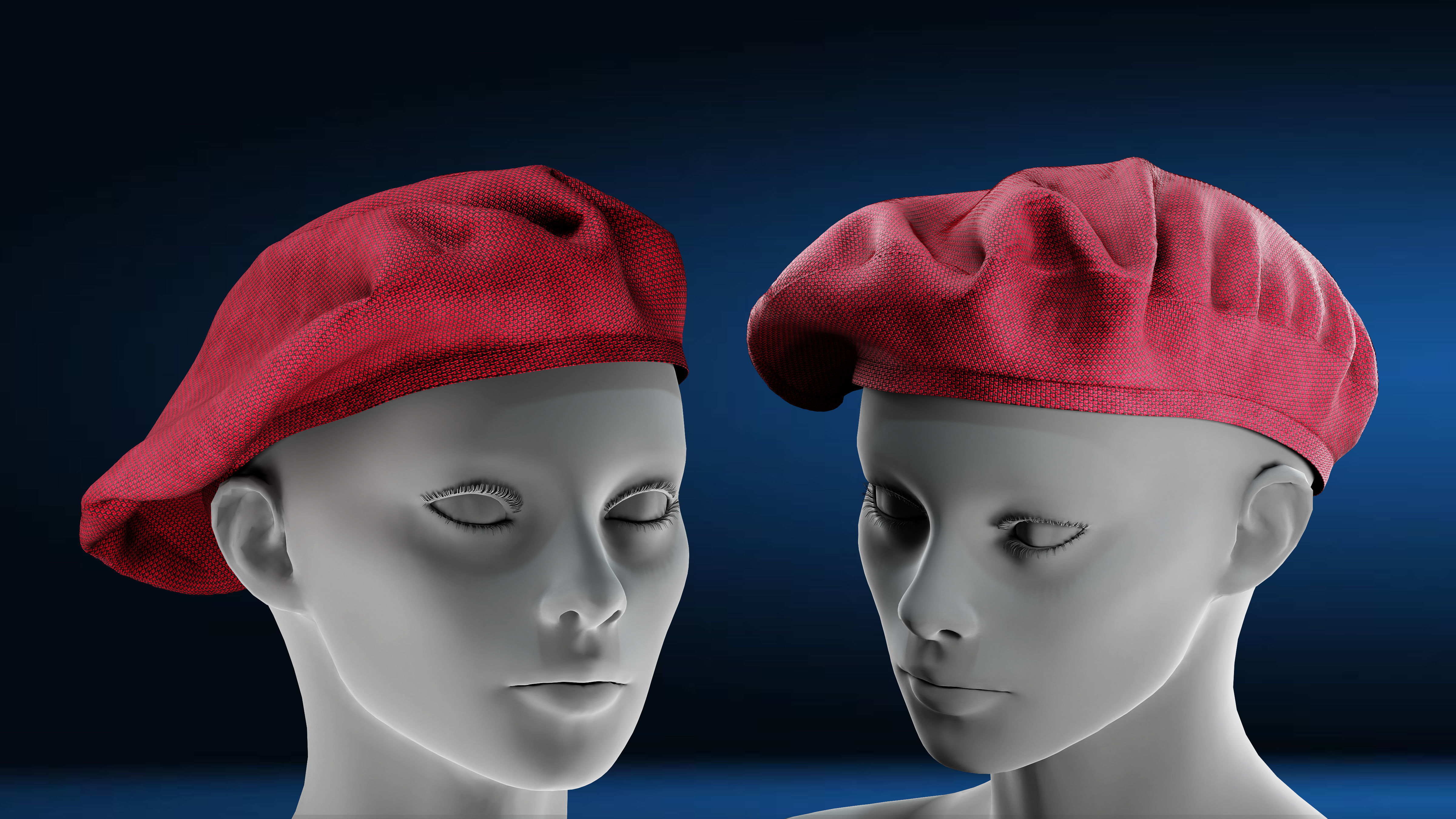 Hat pack Marvelous designer clo3d PBR textures OBJ FBX 3D model_3