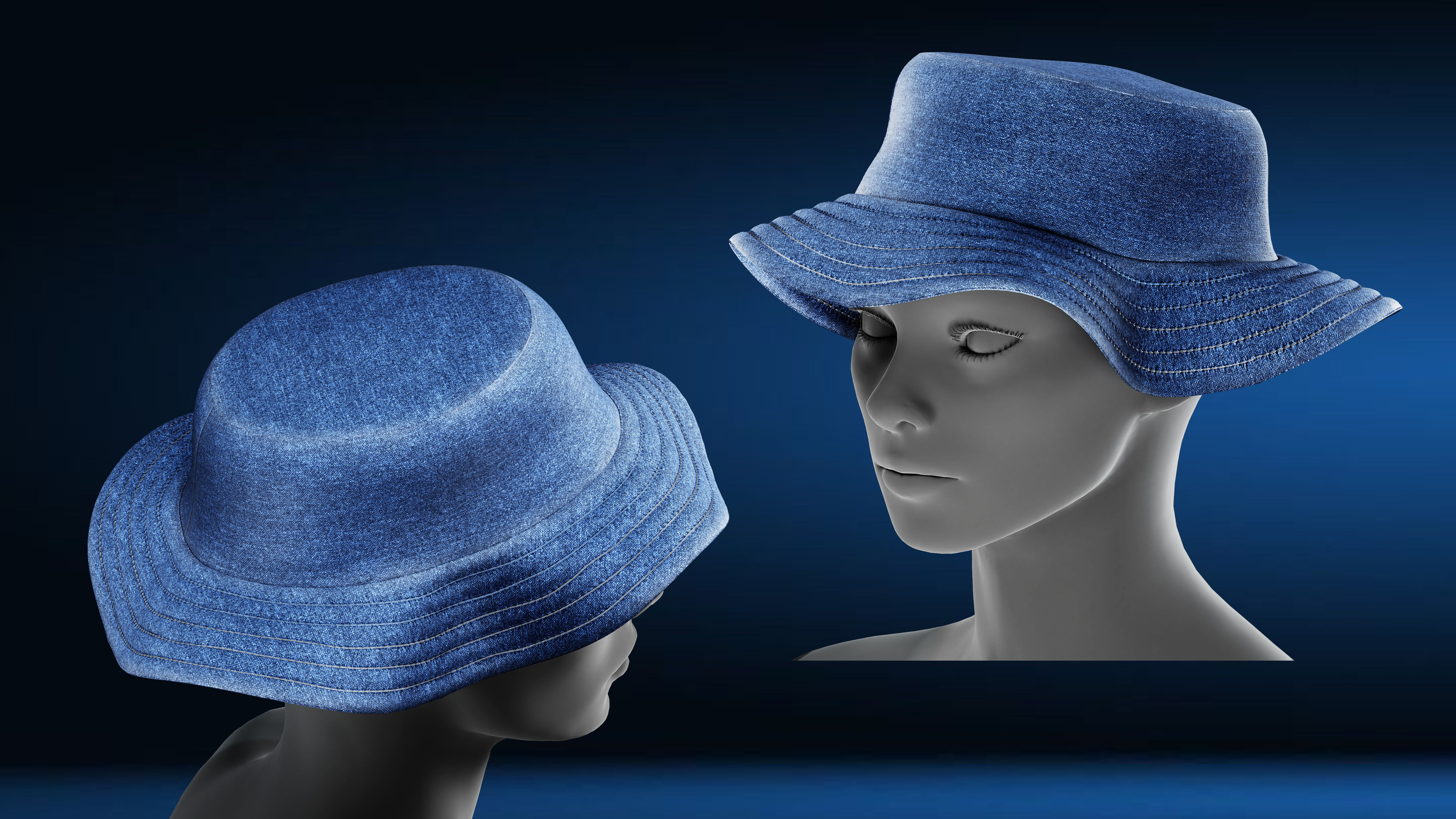 Hat pack Marvelous designer clo3d PBR textures OBJ FBX 3D model_12