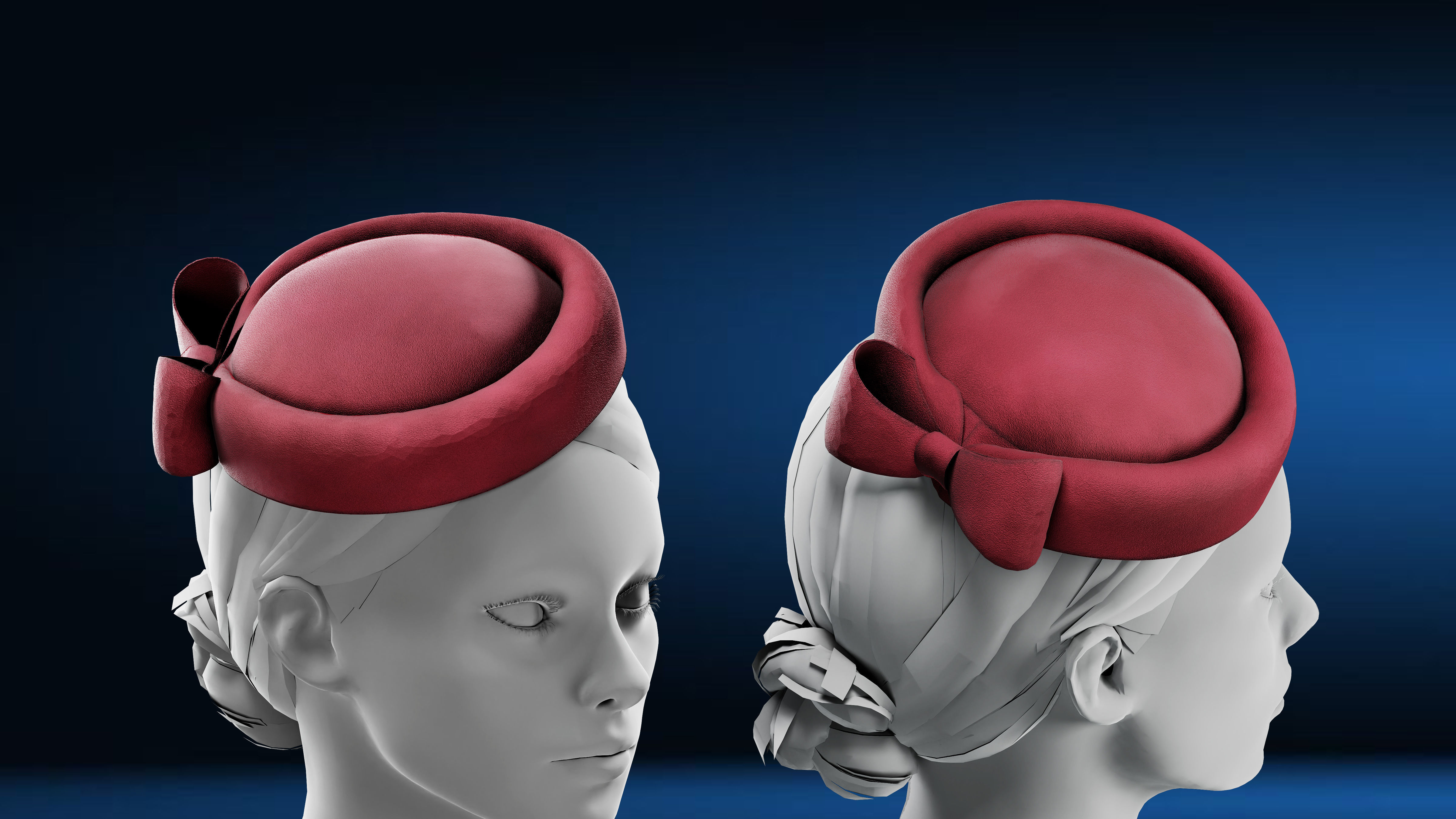 Hat pack Marvelous designer clo3d PBR textures OBJ FBX 3D model_6