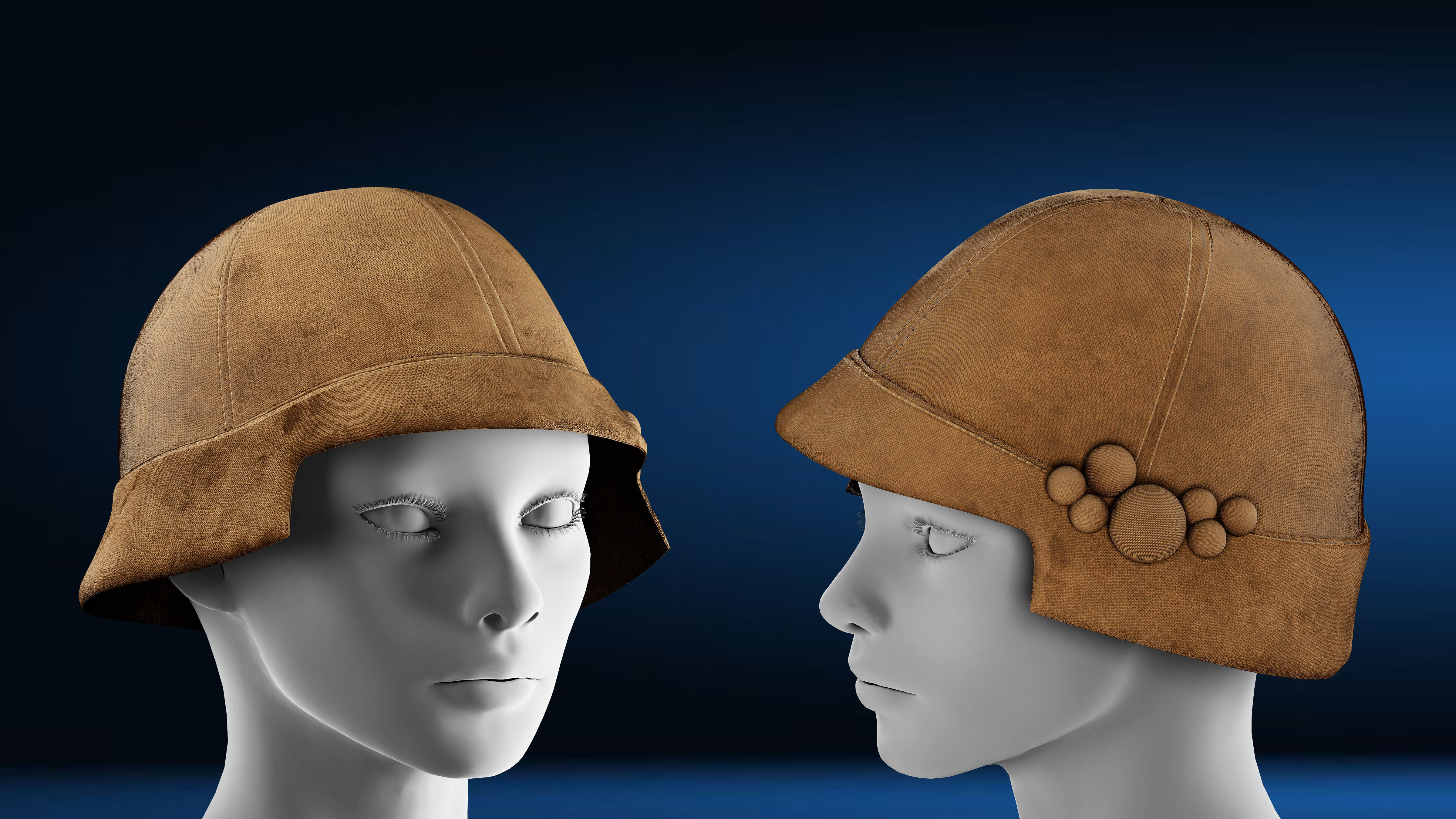 Hat pack Marvelous designer clo3d PBR textures OBJ FBX 3D model_9