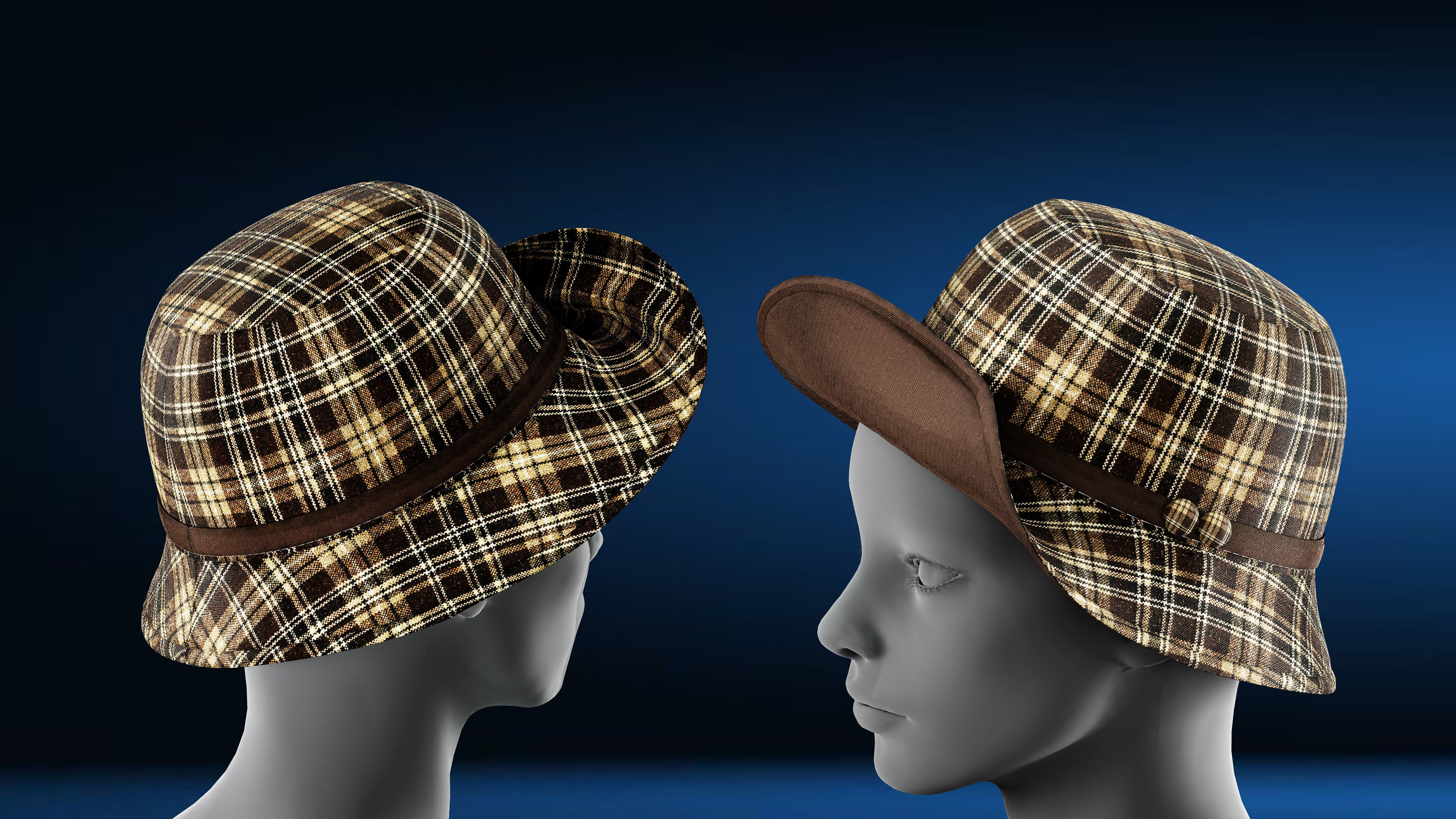 Hat pack Marvelous designer clo3d PBR textures OBJ FBX 3D model_5