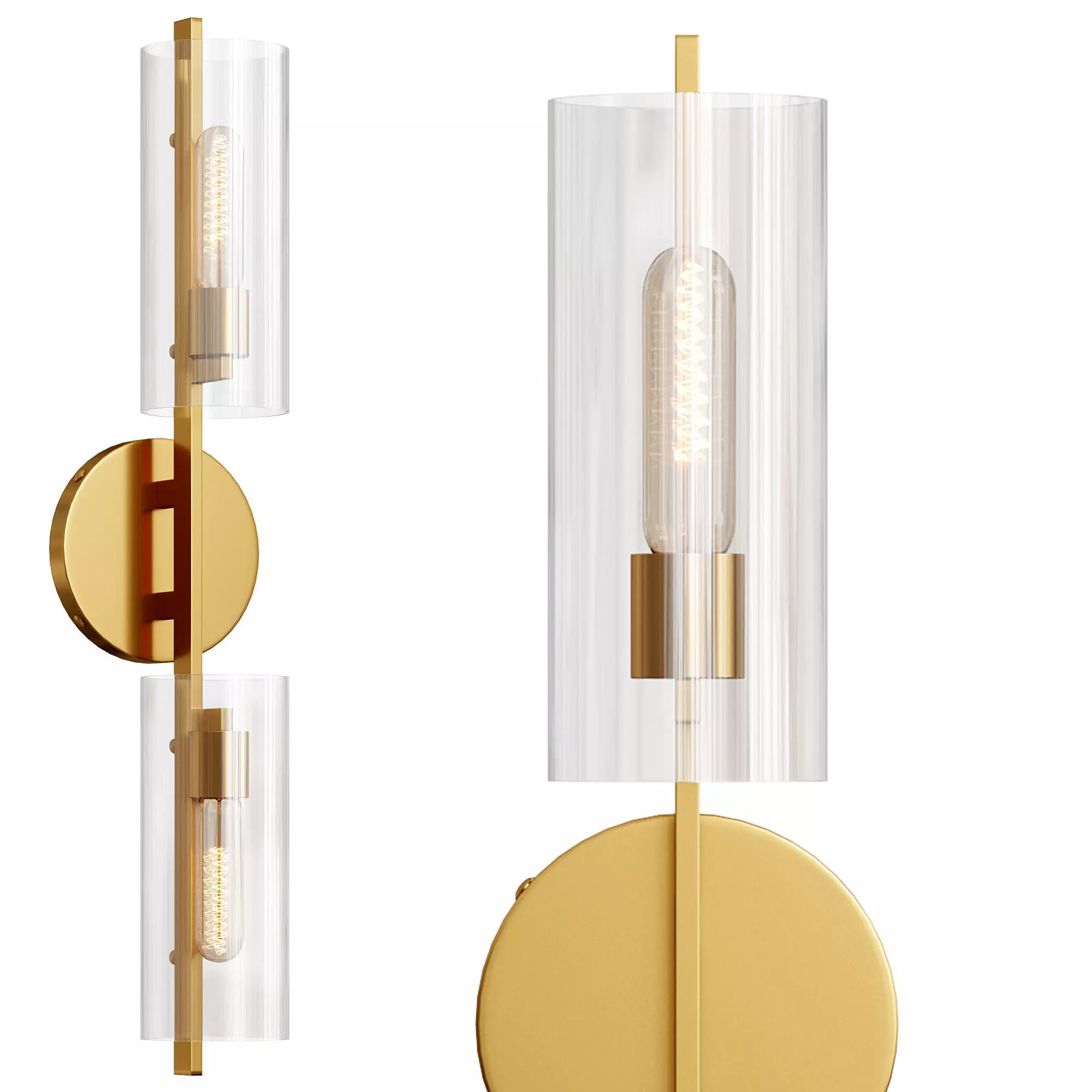 Kendrick 2 Light Sconce in Aged Brass By Arhaus 3D model_0