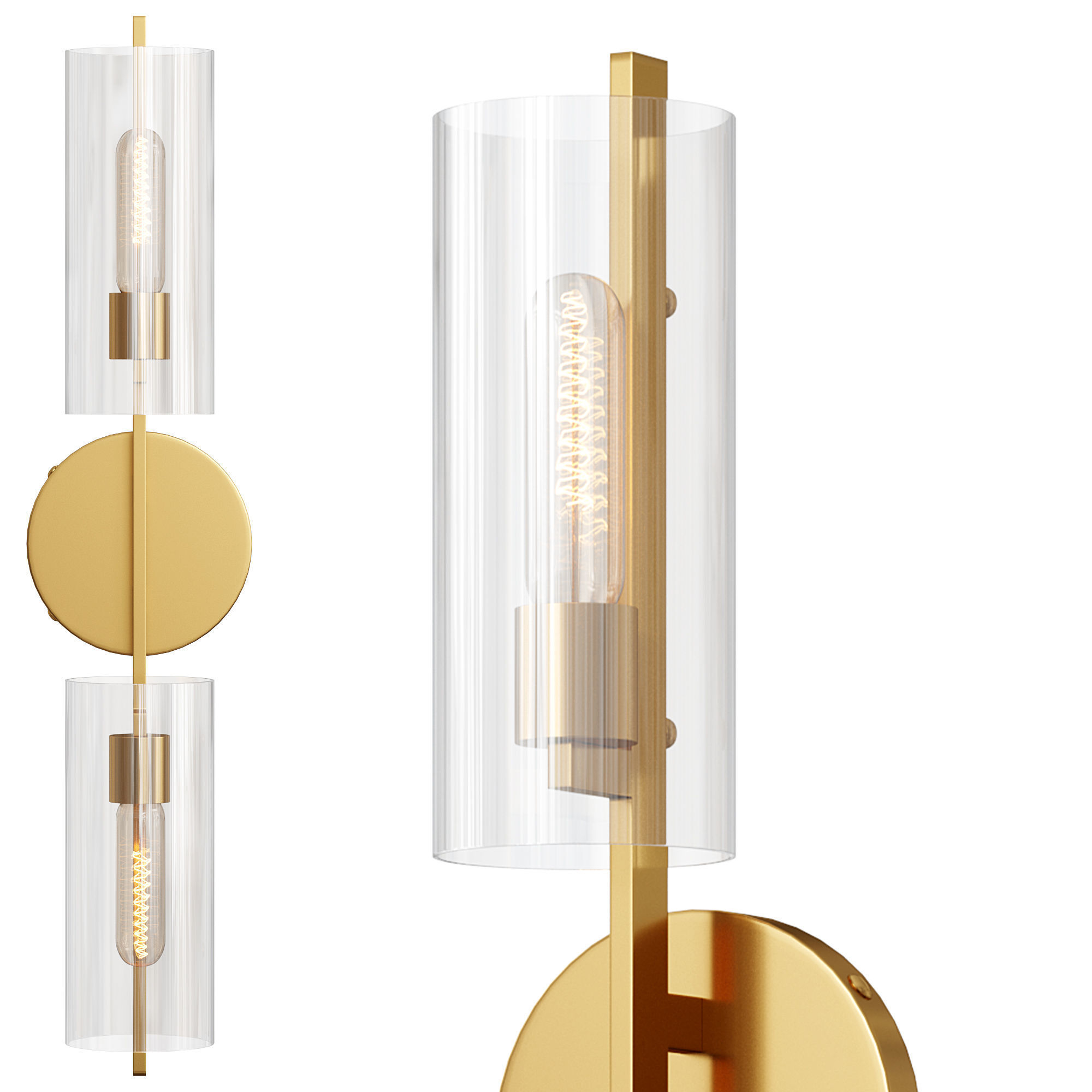 Kendrick 2 Light Sconce in Aged Brass By Arhaus 3D model_1