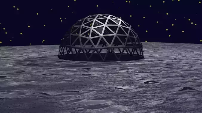Dome-style lunar base on the surface of the moon