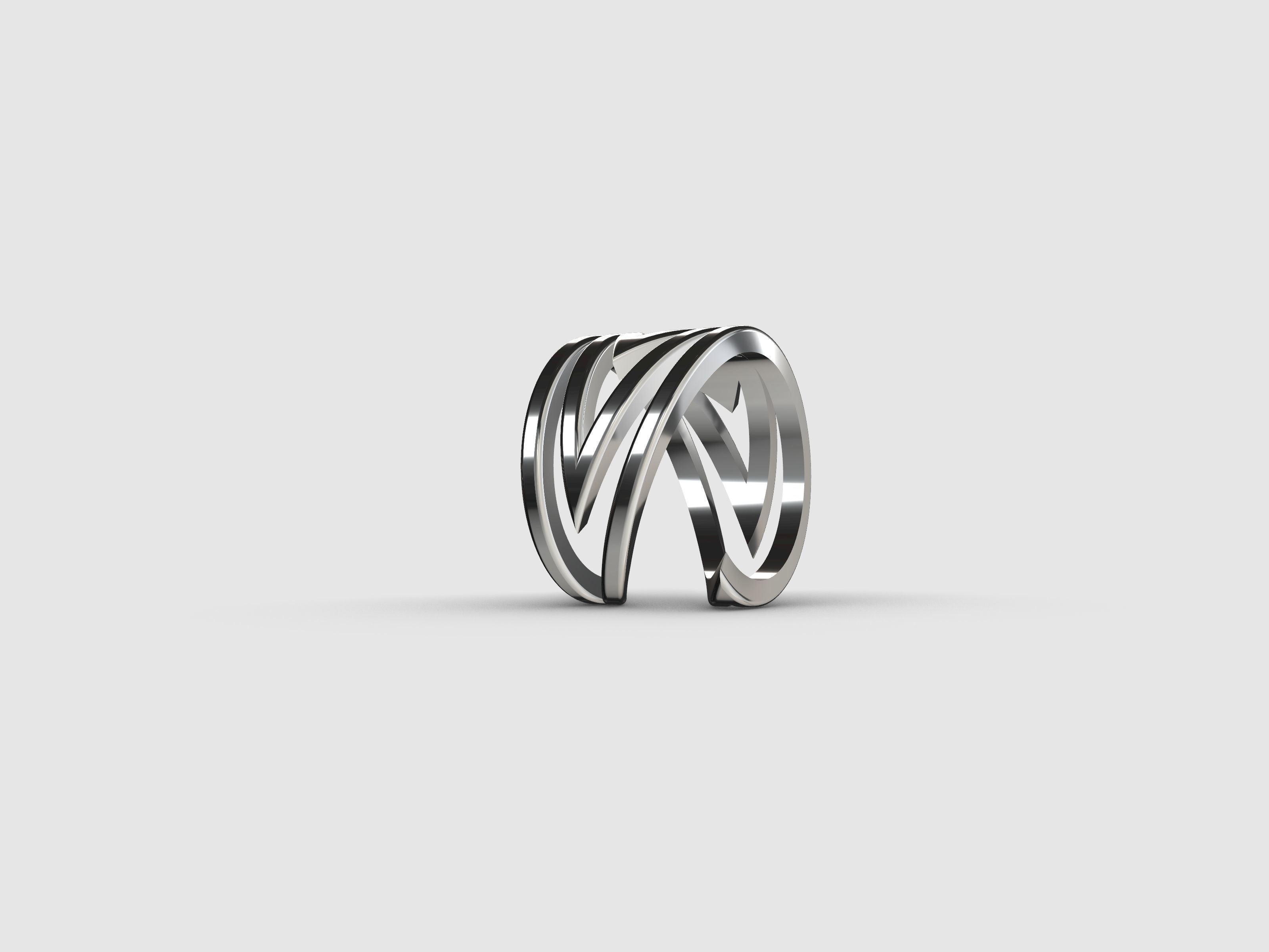 Silver ring for women 3D print model_5