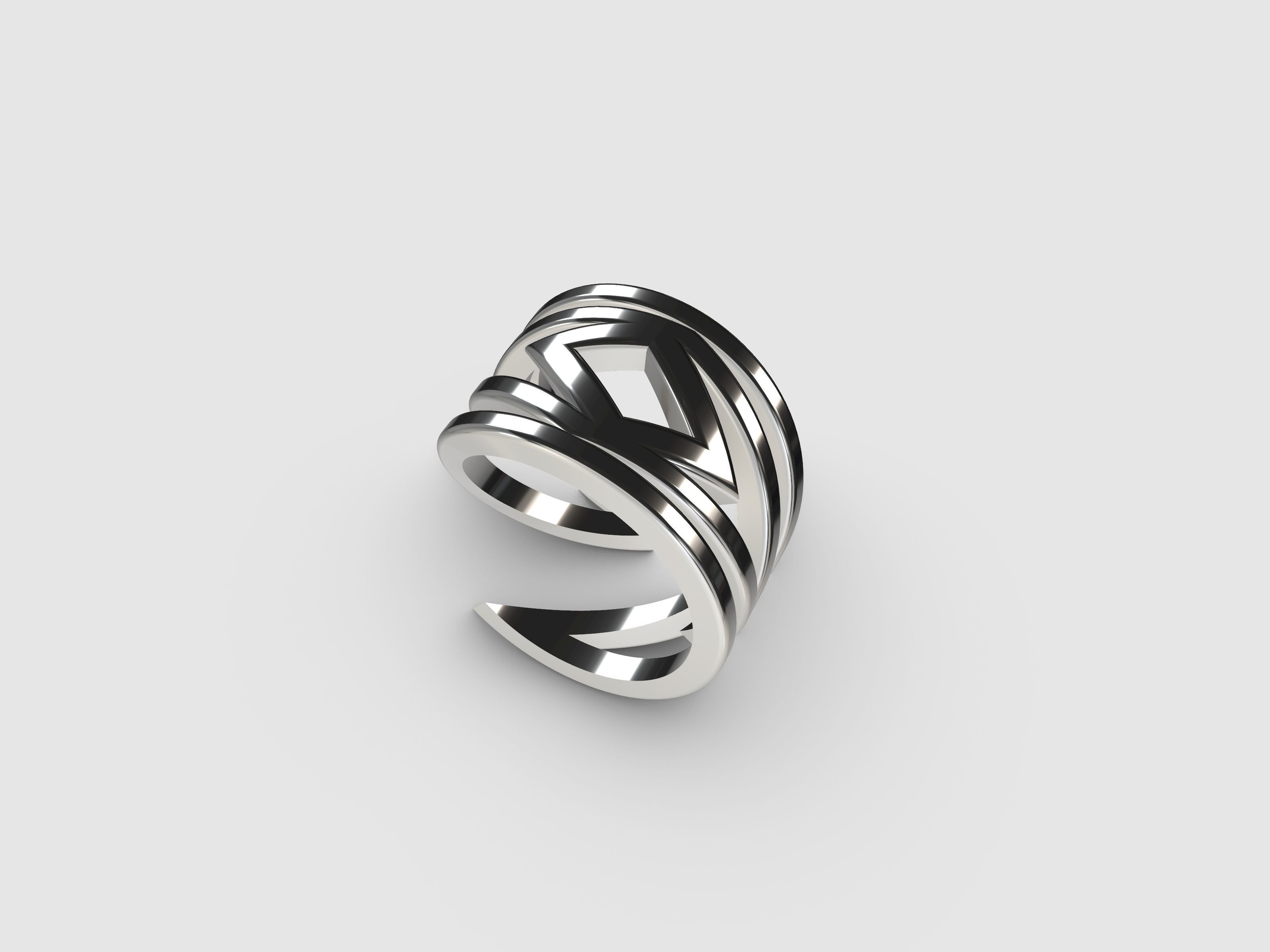 Silver ring for women 3D print model_3