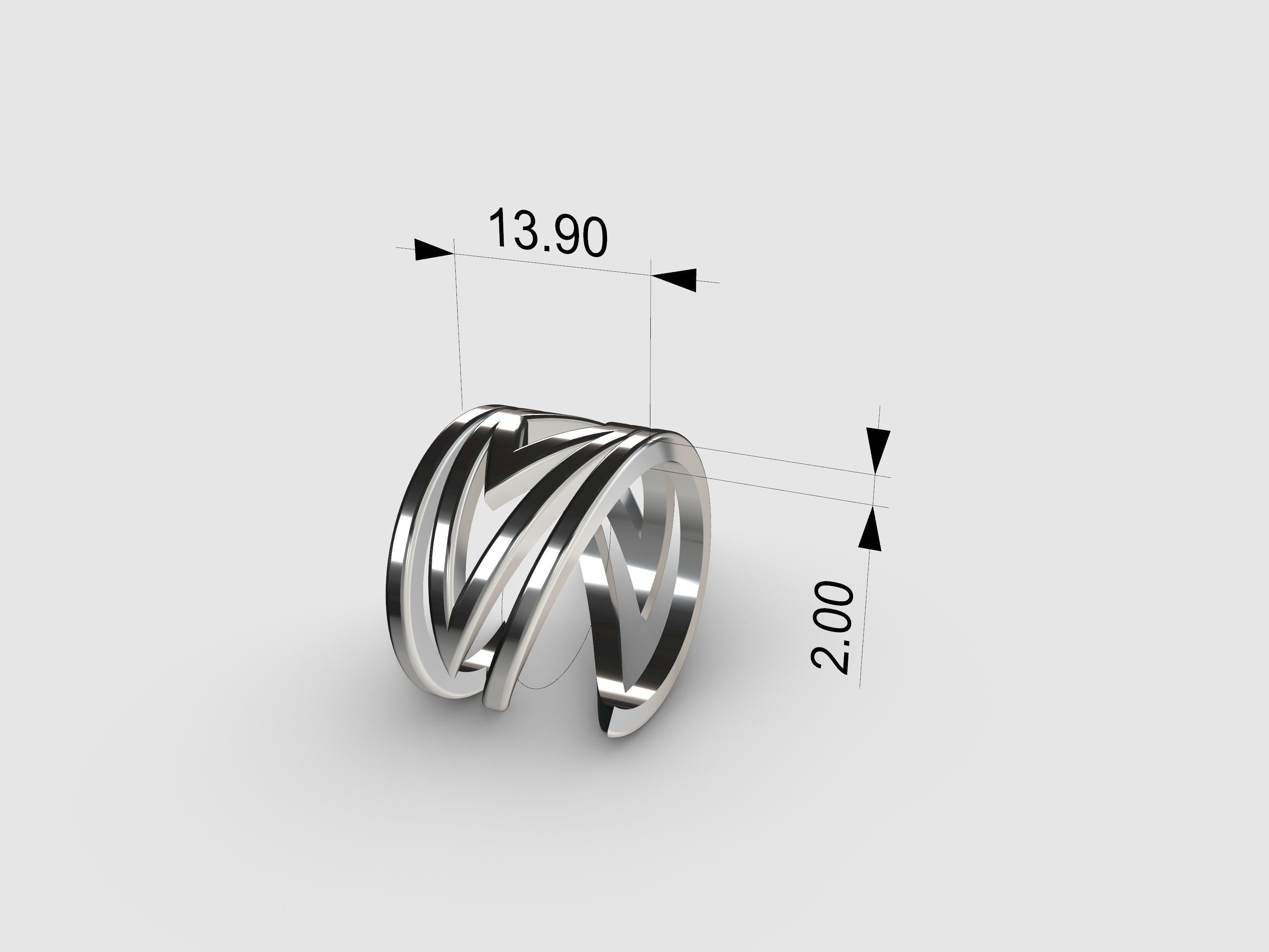Silver ring for women 3D print model_1