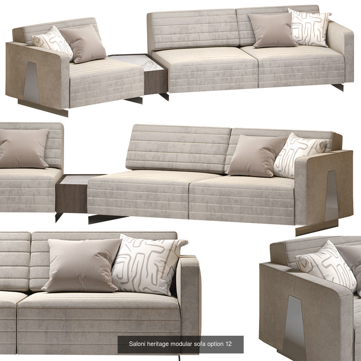 Saloni heritage modular sofa 2 and 3 seats 3D Model Collection_1