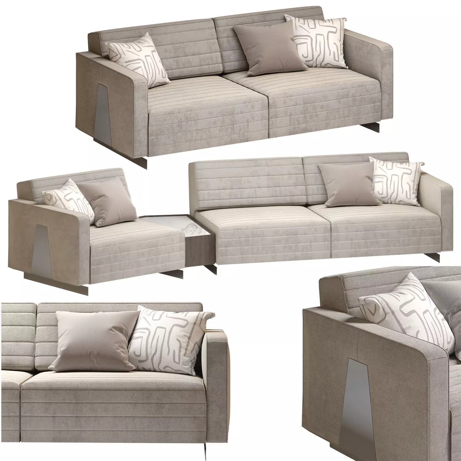 Saloni heritage modular sofa 2 and 3 seats 3D Model Collection_0