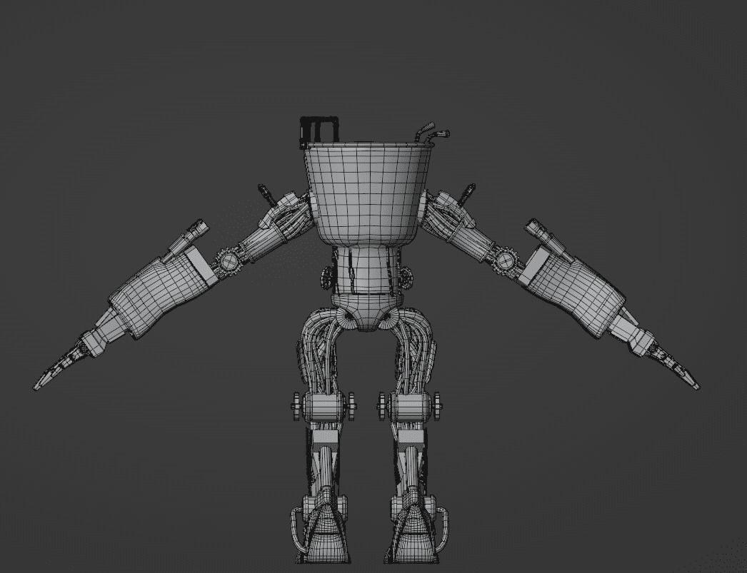 Old robot character low poly game ready model Low-poly 3D model_8
