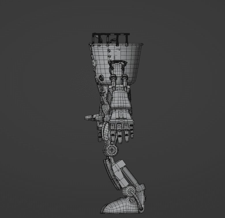 Old robot character low poly game ready model Low-poly 3D model_10