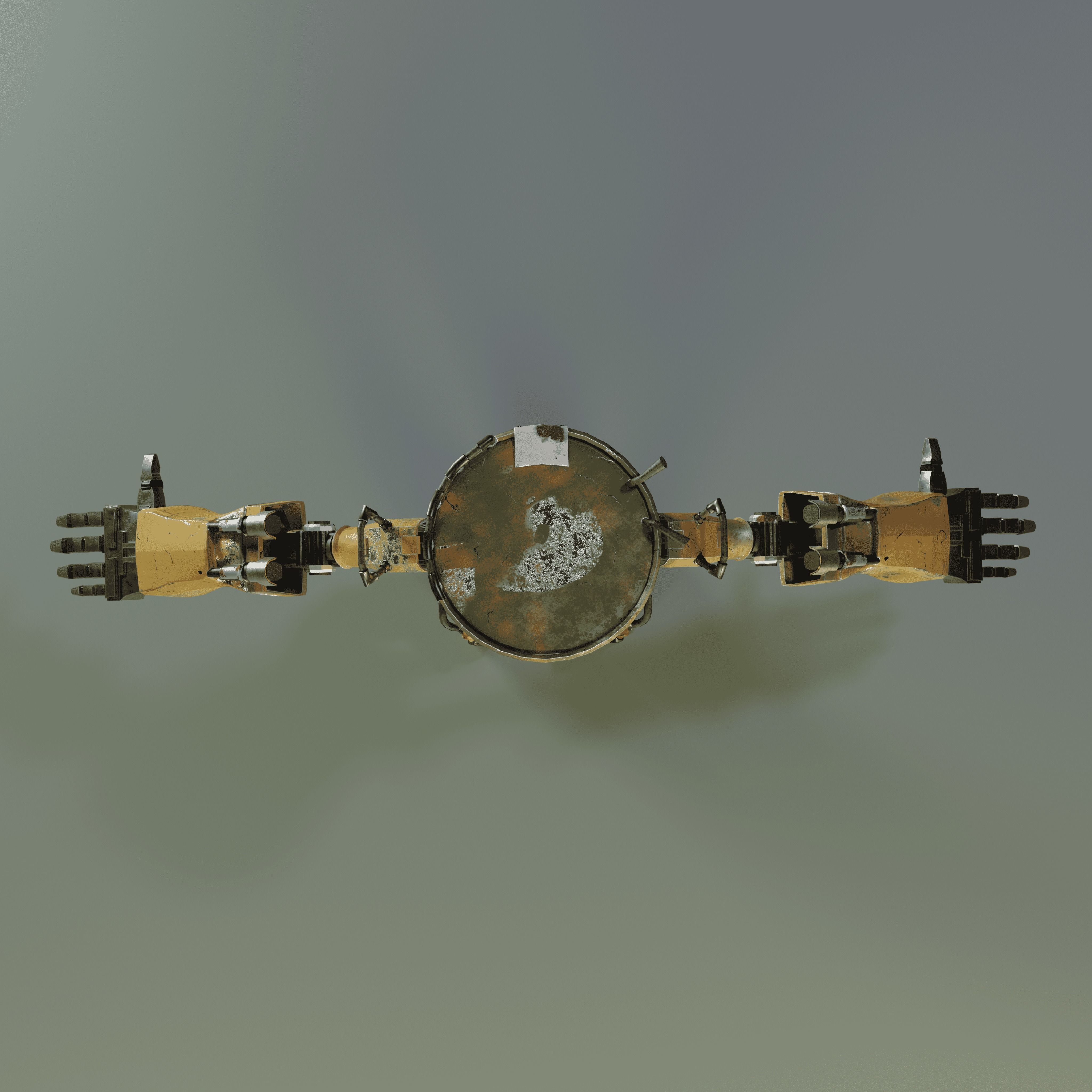 Old robot character low poly game ready model Low-poly 3D model_5