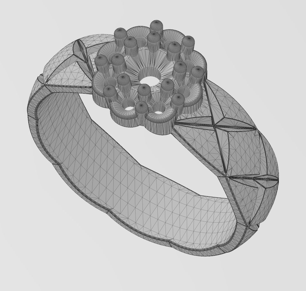 Diamond round cluster cross stitch engraving band Us sizes 6to10 3D print model_16