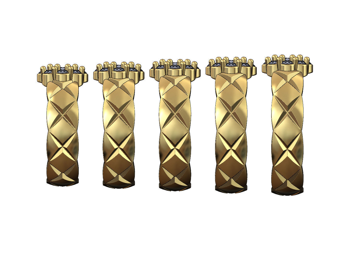 Diamond round cluster cross stitch engraving band Us sizes 6to10 3D print model_2