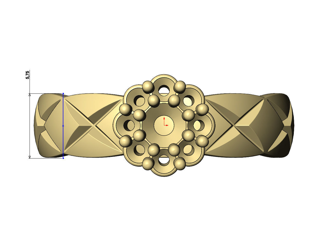 Diamond round cluster cross stitch engraving band Us sizes 6to10 3D print model_8