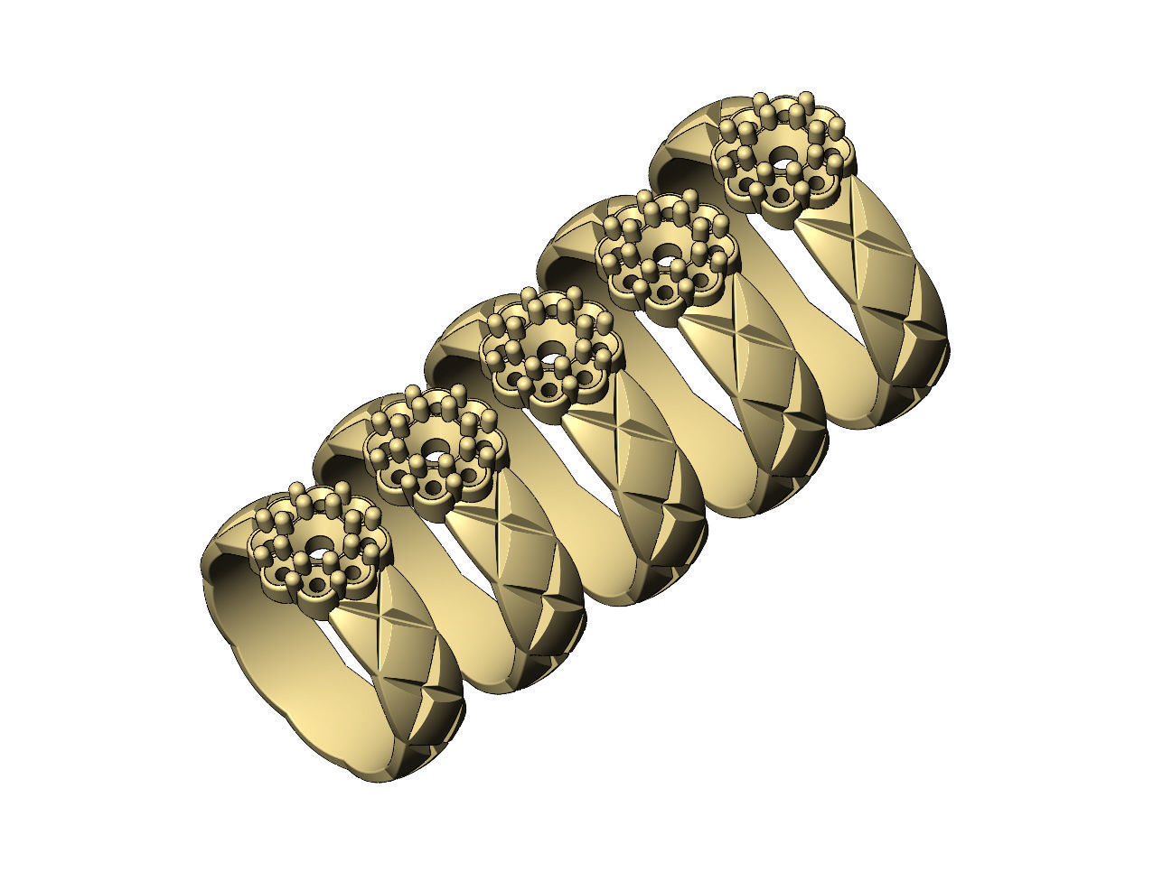 Diamond round cluster cross stitch engraving band Us sizes 6to10 3D print model_5