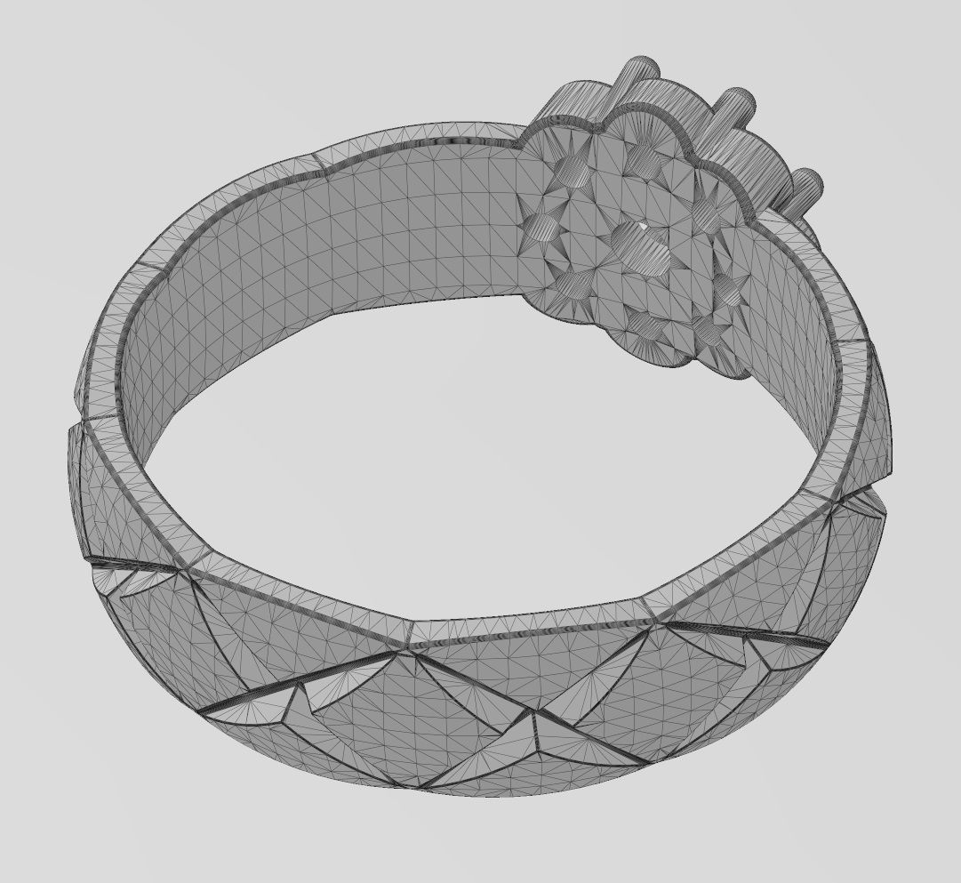 Diamond round cluster cross stitch engraving band Us sizes 6to10 3D print model_15