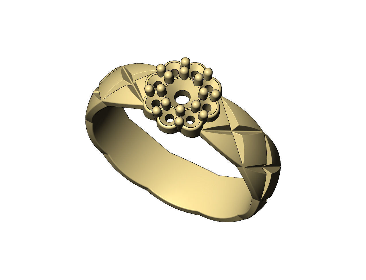 Diamond round cluster cross stitch engraving band Us sizes 6to10 3D print model_6