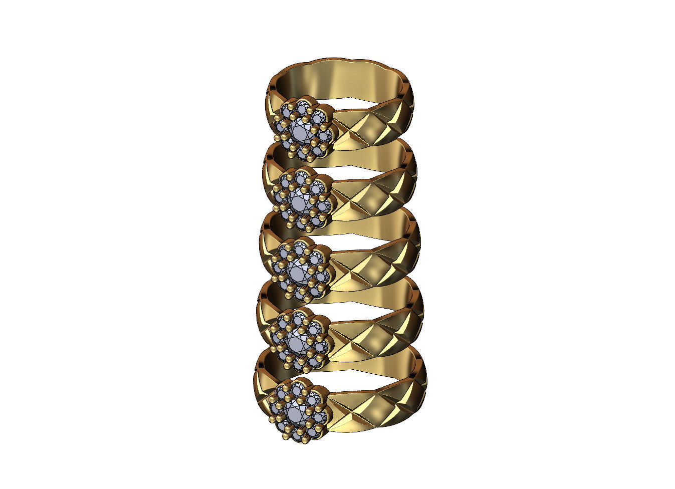 Diamond round cluster cross stitch engraving band Us sizes 6to10 3D print model_3