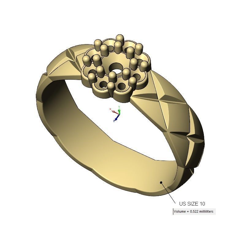 Diamond round cluster cross stitch engraving band Us sizes 6to10 3D print model_18