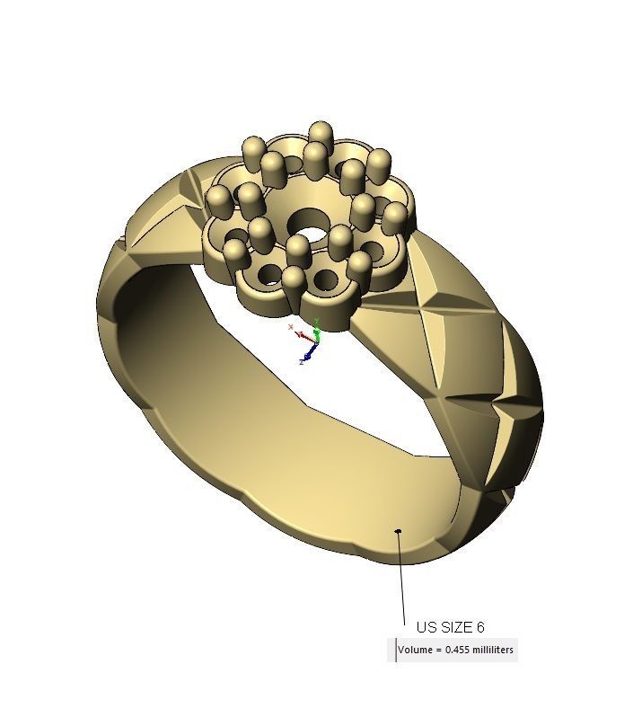 Diamond round cluster cross stitch engraving band Us sizes 6to10 3D print model_17