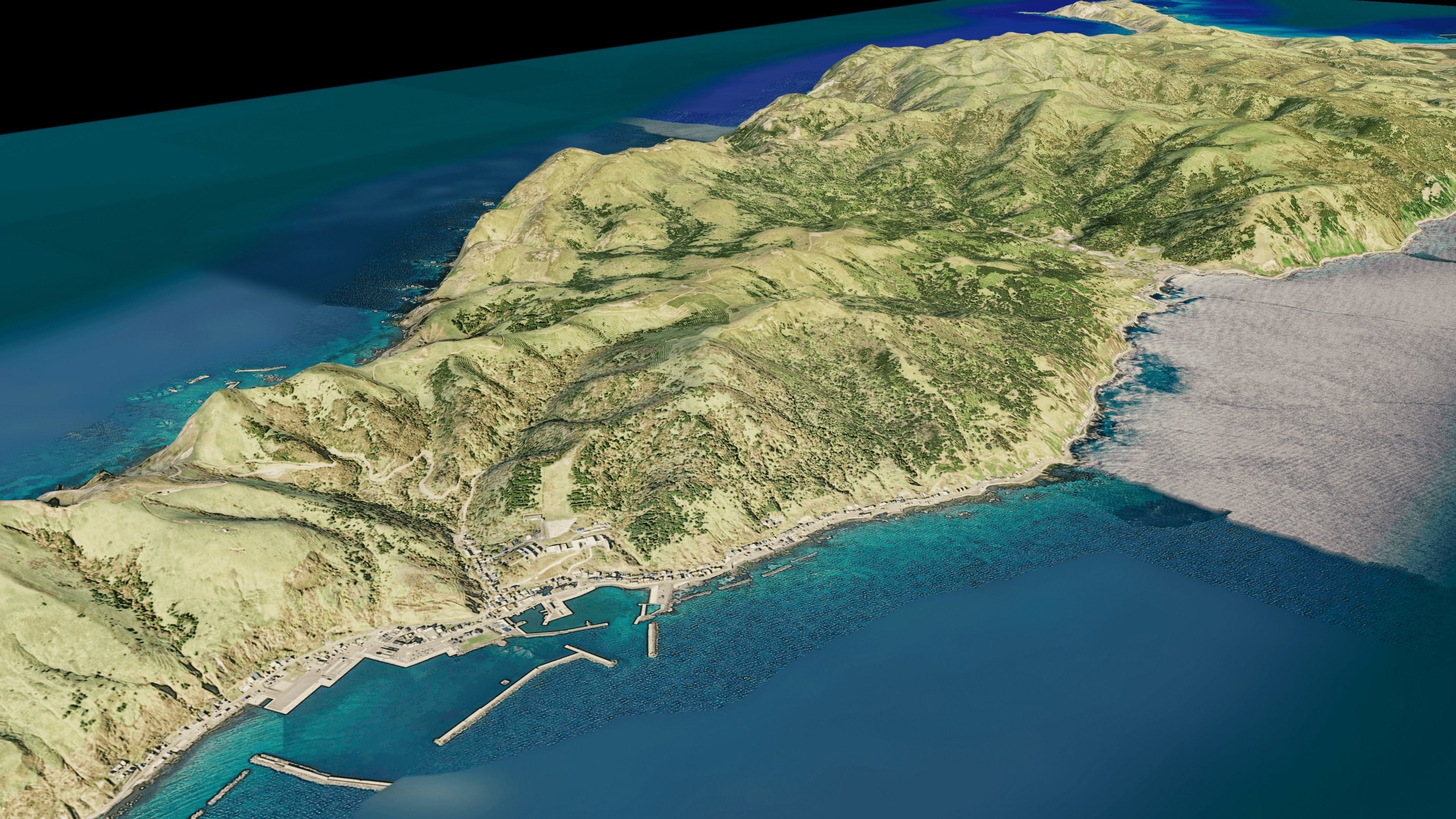 Rebun Island 3d model terrain Low-poly 3D model_6