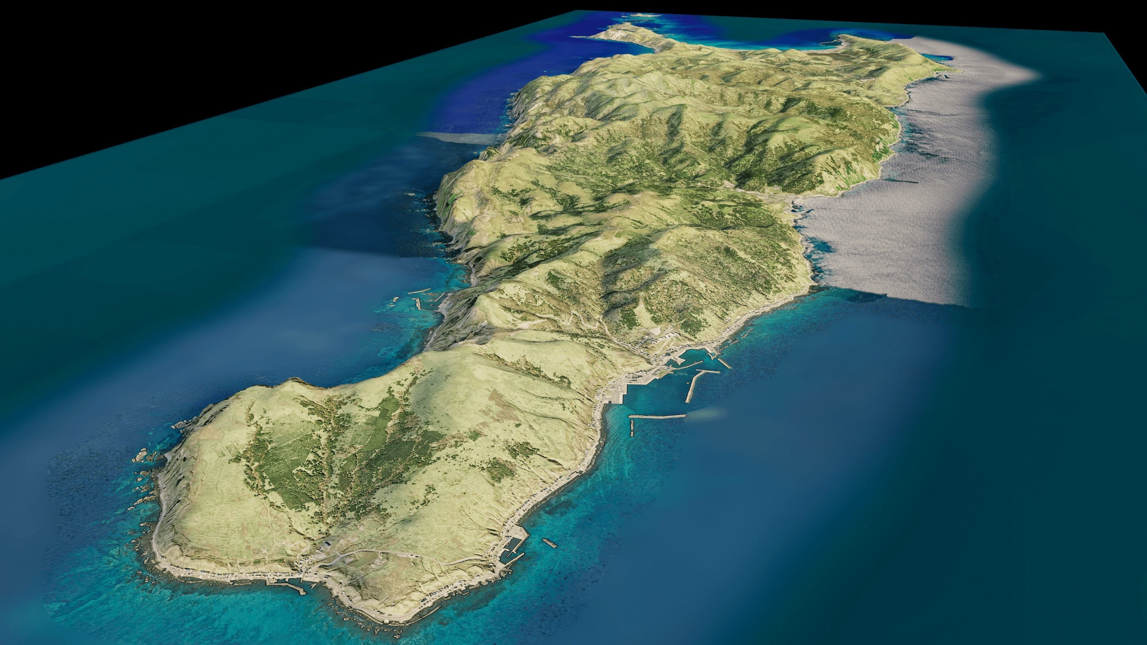 Rebun Island 3d model terrain Low-poly 3D model_4