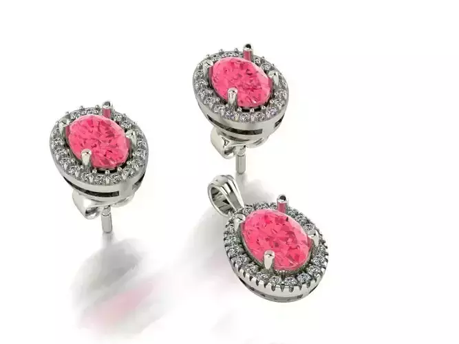 Halo diamond Pendant and Earring Mini Set