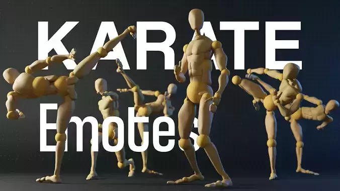 Karate Fight Emotes Mocap Motion Capture Animation Collection Low-poly 3D model