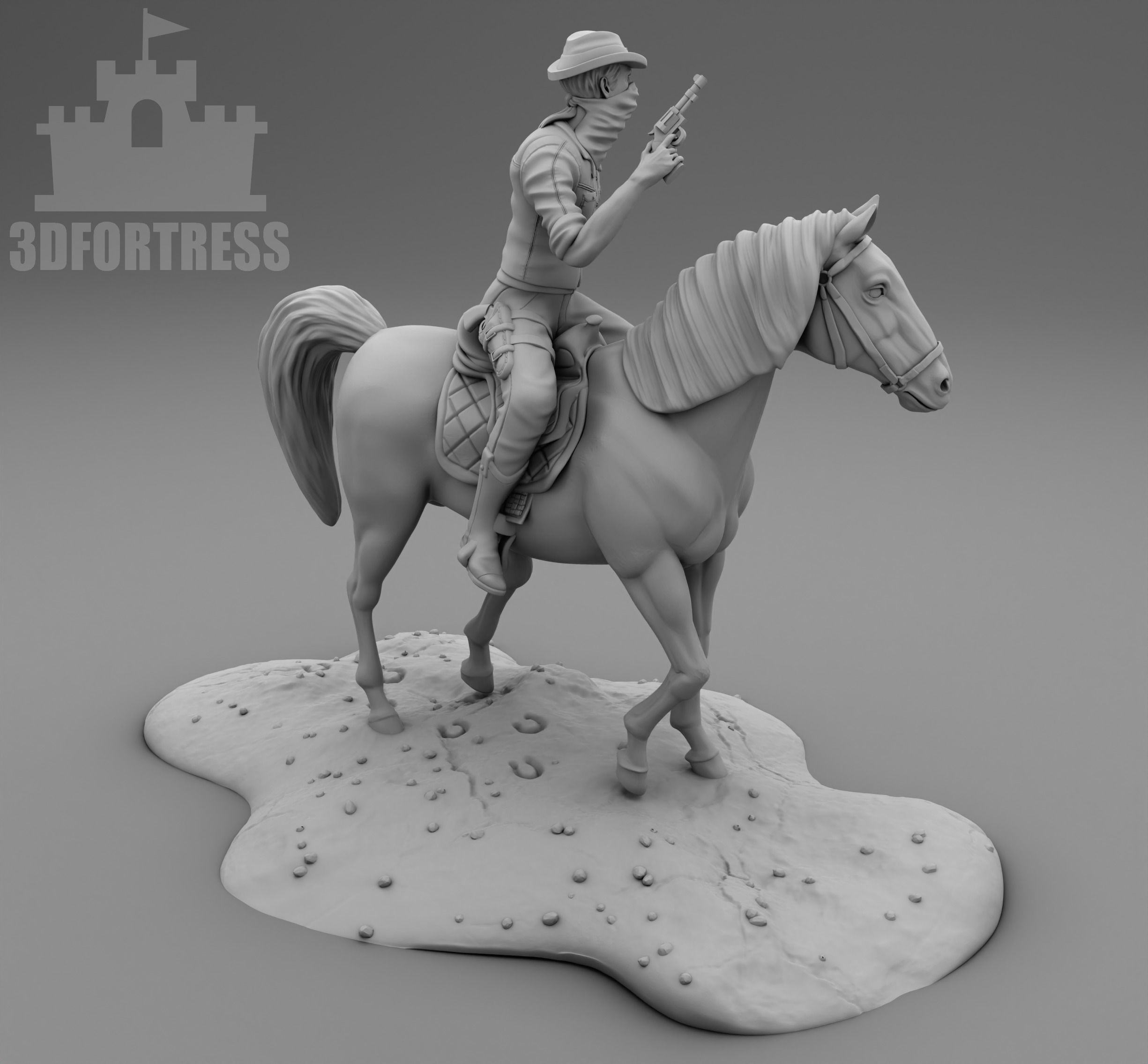 BanditHorseRider 3D print model_3
