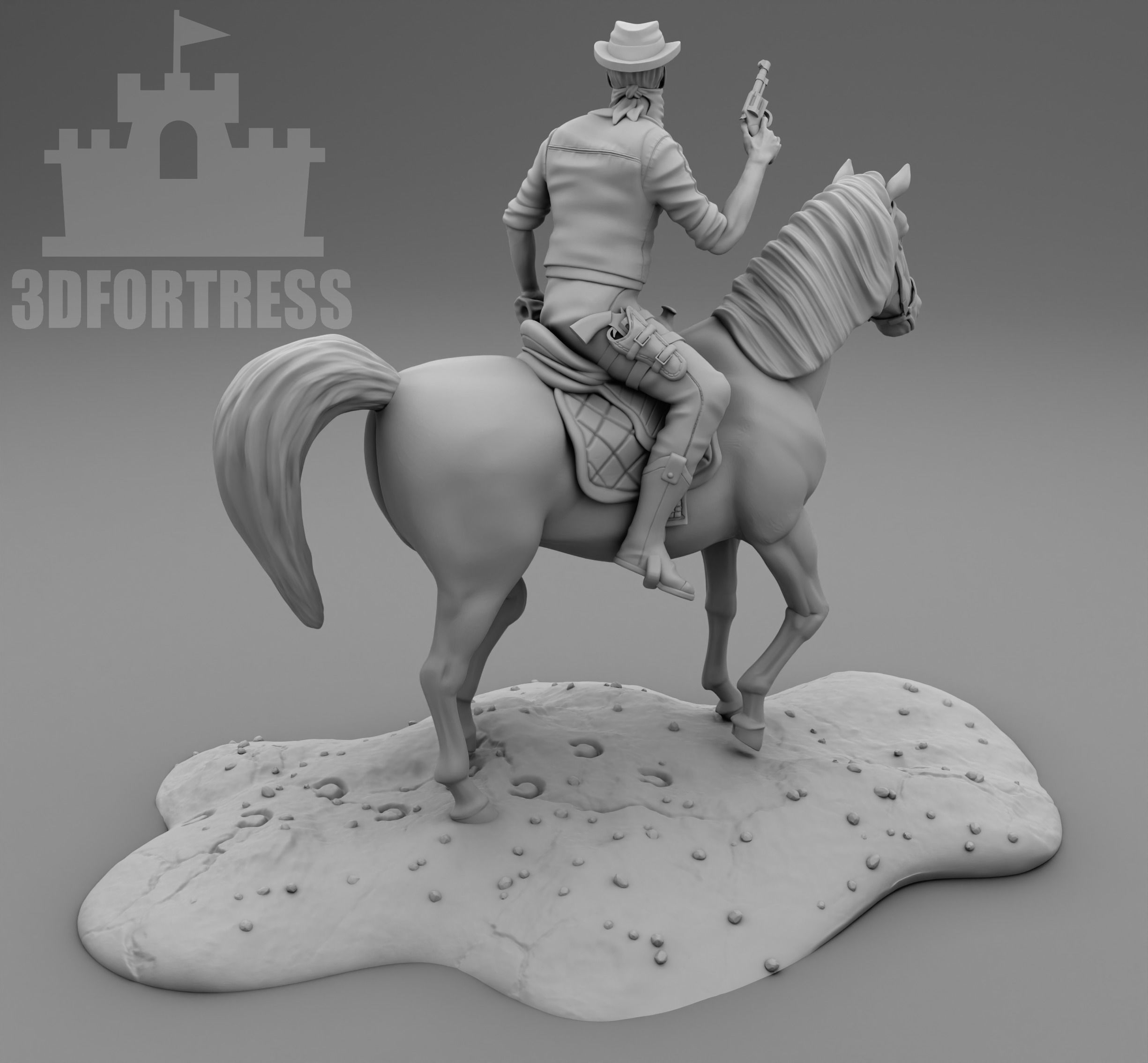 BanditHorseRider 3D print model_2
