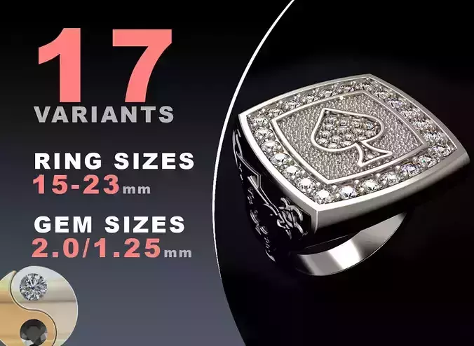 Signet poker ring 3D print model