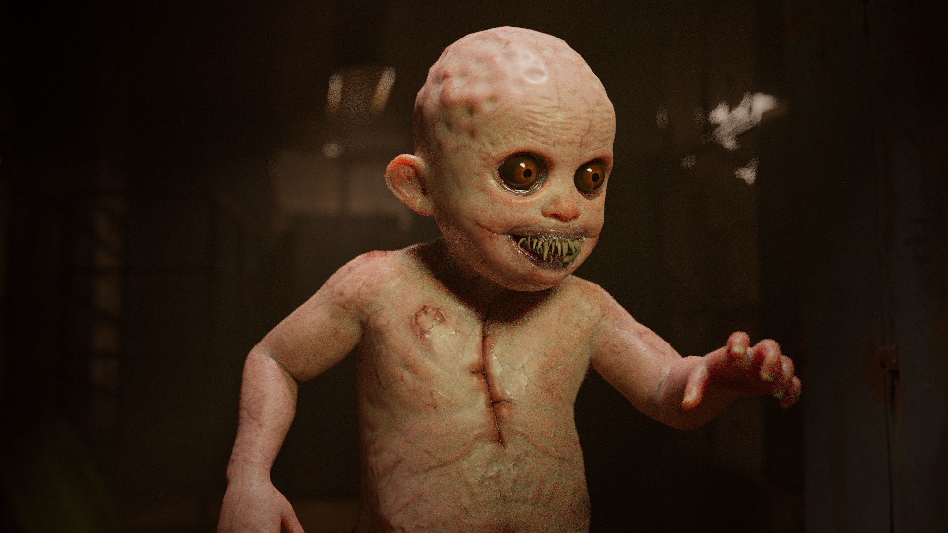 The Scary Baby game character for Horror and Fantasy games Low-poly 3D model_3
