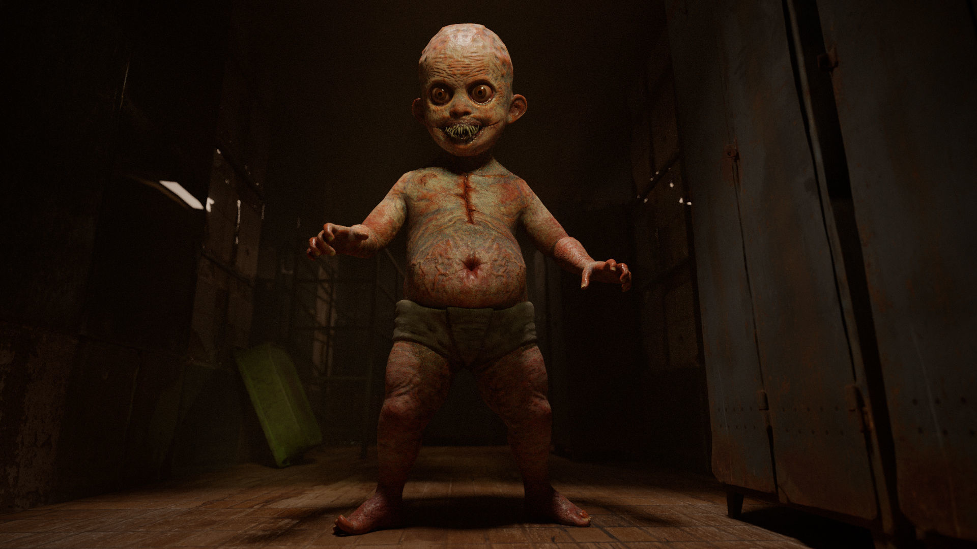 The Scary Baby game character for Horror and Fantasy games Low-poly 3D model_8
