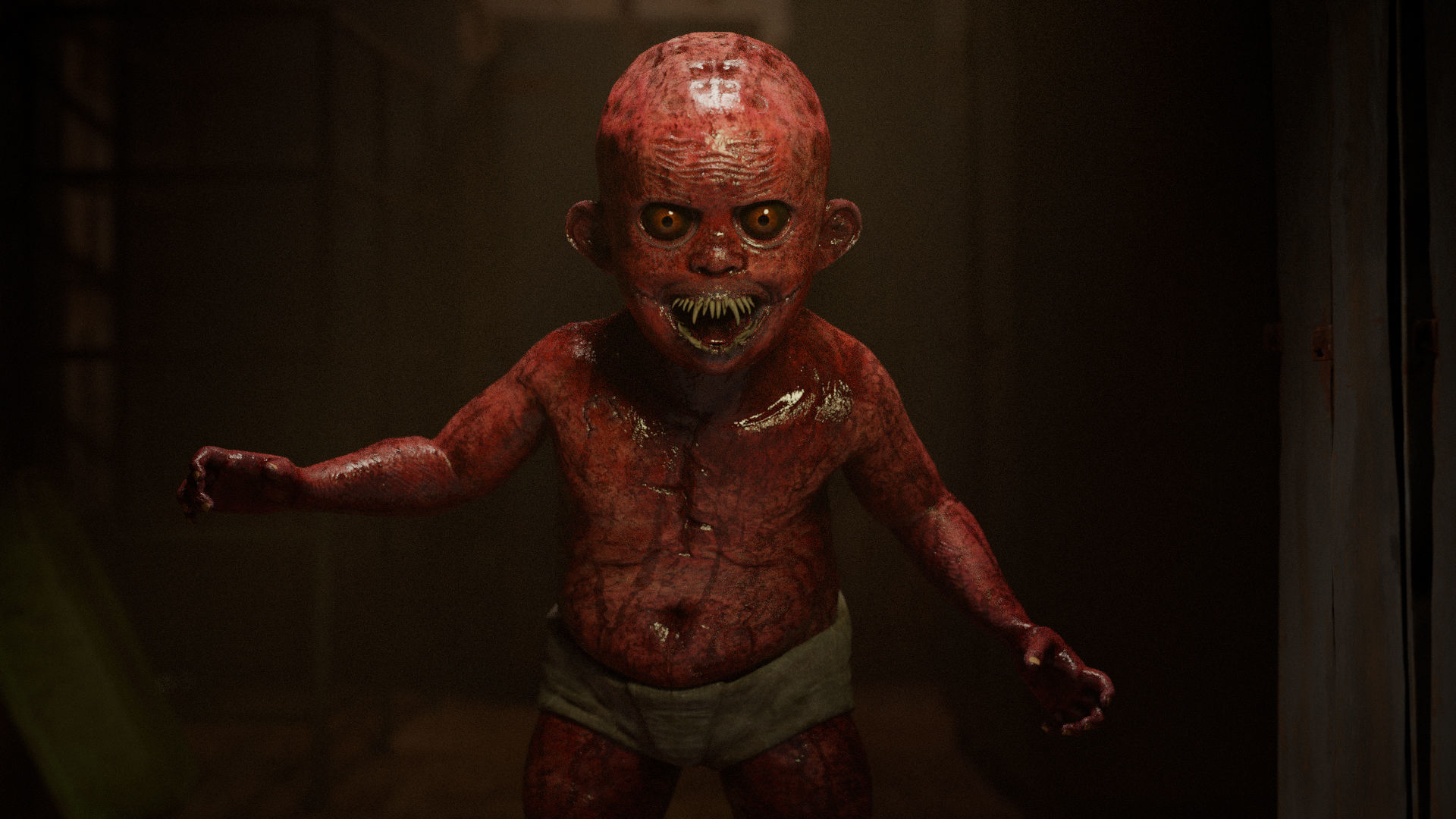 The Scary Baby game character for Horror and Fantasy games Low-poly 3D model_9