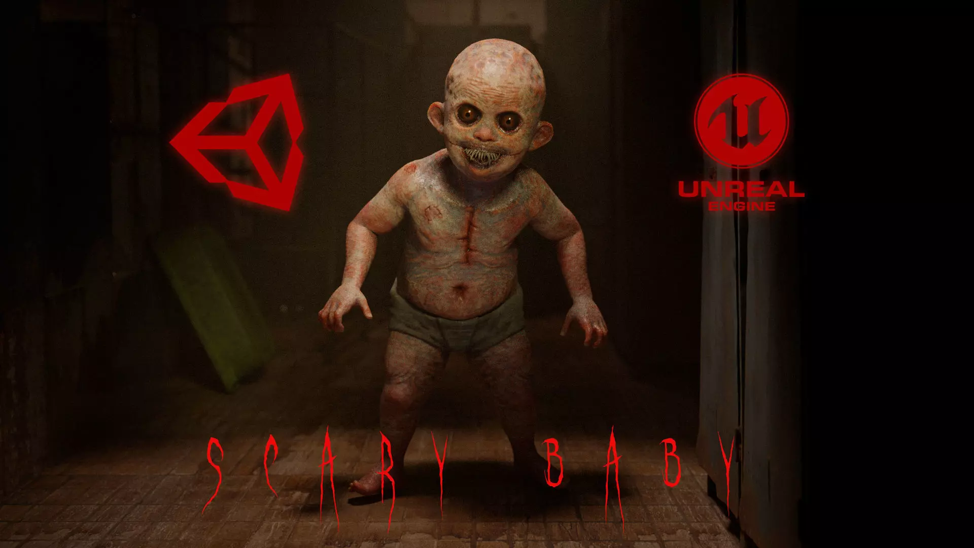 The Scary Baby game character for Horror and Fantasy games Low-poly 3D model_0