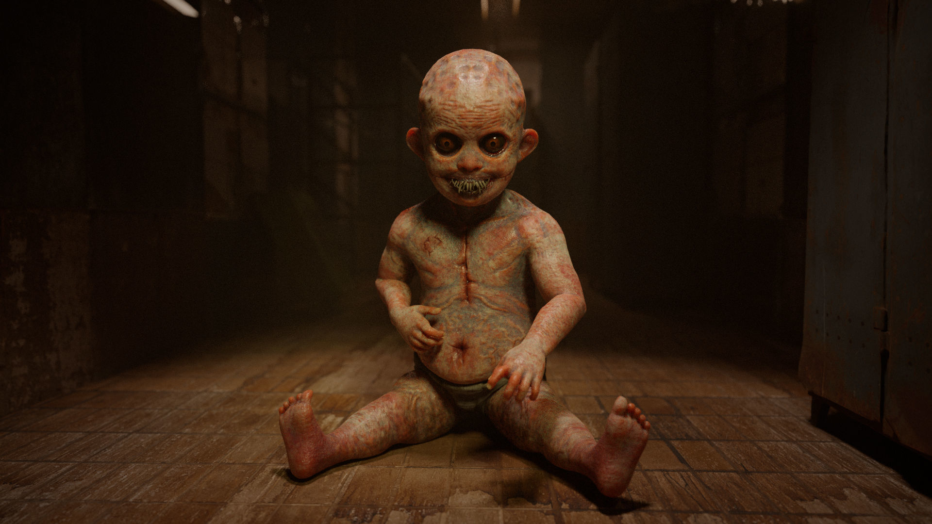 The Scary Baby game character for Horror and Fantasy games Low-poly 3D model_4