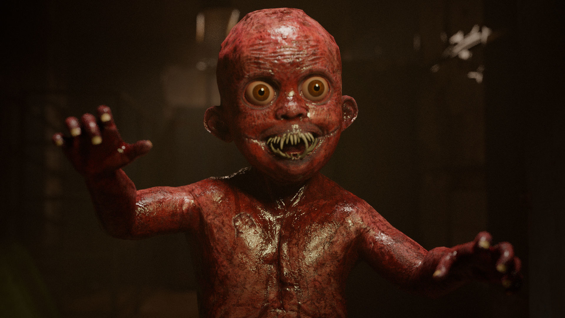 The Scary Baby game character for Horror and Fantasy games Low-poly 3D model_7