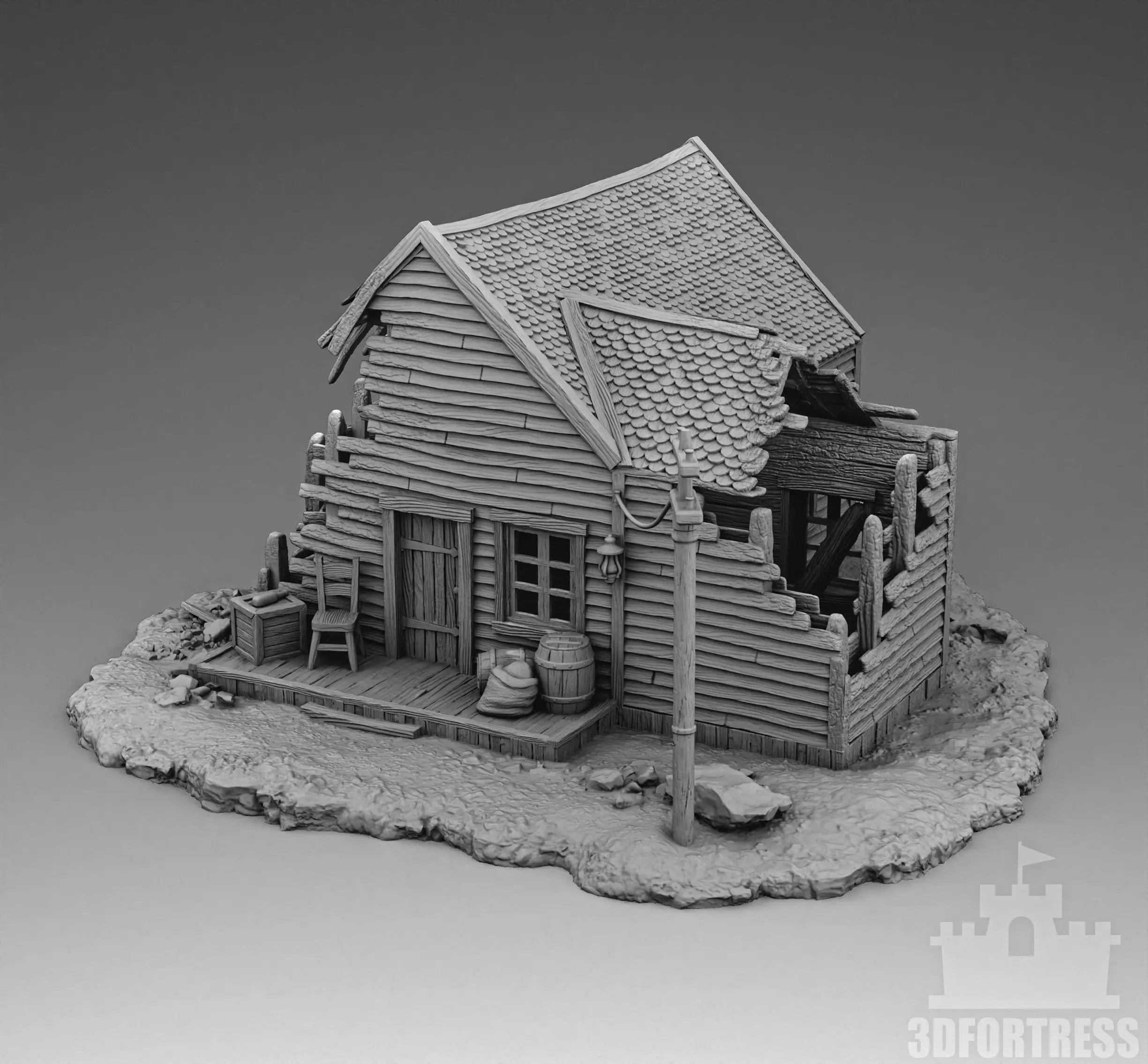 Burnt-house 3D print model