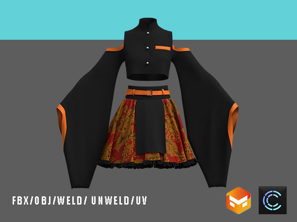 female kimono 3D model_7