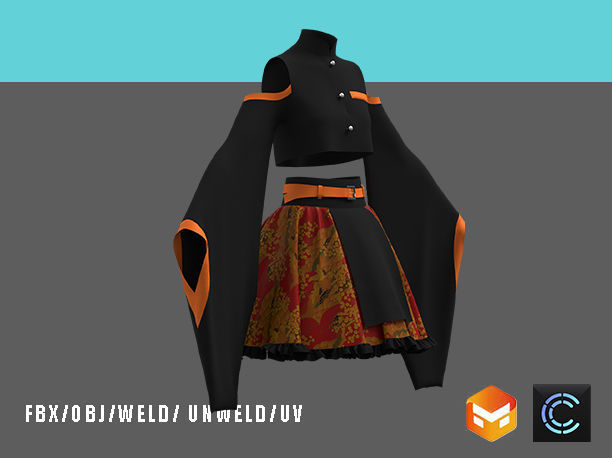 female kimono 3D model_8